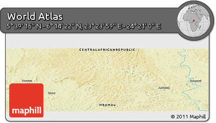 Physical Panoramic Map of the Area around 5° 56' 49" N, 23° 52' 30" E