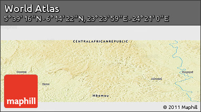 Physical Panoramic Map of the Area around 5° 56' 49" N, 23° 52' 30" E