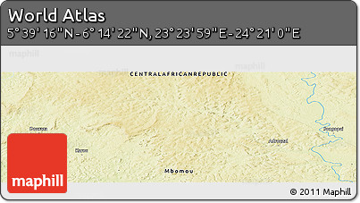 Physical Panoramic Map of the Area around 5° 56' 49" N, 23° 52' 30" E
