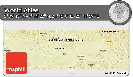 Physical Panoramic Map of the Area around 5° 56' 49" N, 24° 43' 30" E