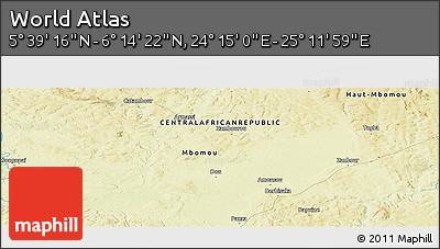Physical Panoramic Map of the Area around 5° 56' 49" N, 24° 43' 30" E