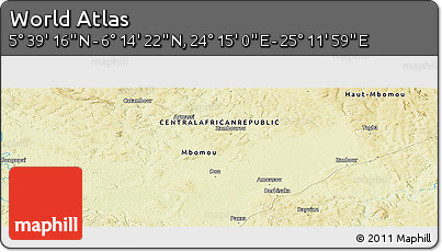 Physical Panoramic Map of the Area around 5° 56' 49" N, 24° 43' 30" E