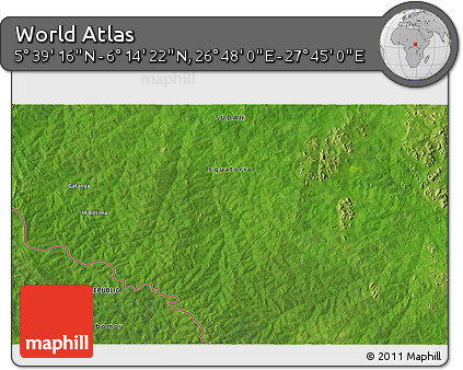Satellite 3D Map of the Area around 5° 56' 49" N, 27° 16' 29" E