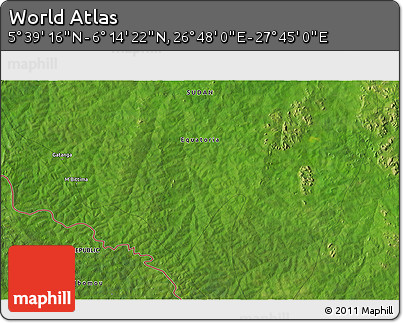 Satellite 3D Map of the Area around 5° 56' 49" N, 27° 16' 29" E