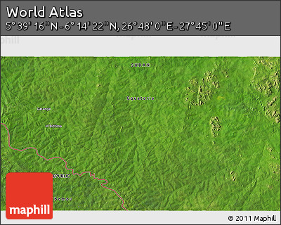 Satellite 3D Map of the Area around 5° 56' 49" N, 27° 16' 29" E