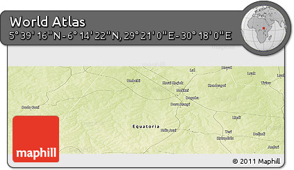Physical Panoramic Map of the Area around 5° 56' 49" N, 29° 49' 30" E