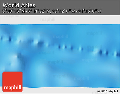 Physical 3D Map of the Area around 5° 56' 49" N, 32° 13' 30" W