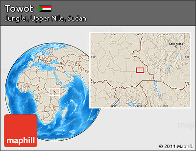 Shaded Relief Location Map of Towot