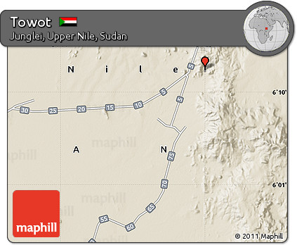 Shaded Relief Map of Towot