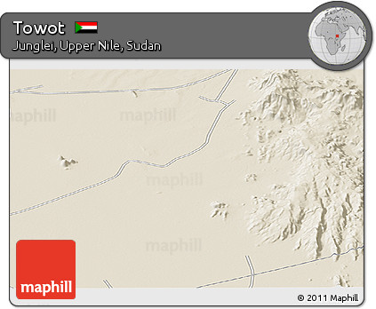 Shaded Relief Panoramic Map of Towot