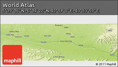 Physical Panoramic Map of the Area around 5° 56' 49" N, 43° 25' 29" E