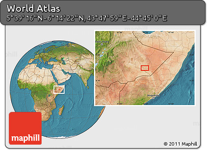 Satellite Location Map of the Area around 5° 56' 49" N, 44° 16' 29" E