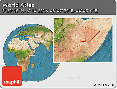 Satellite Location Map of the Area around 5° 56' 49" N, 44° 16' 29" E