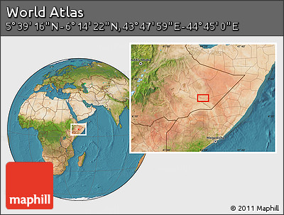Satellite Location Map of the Area around 5° 56' 49" N, 44° 16' 29" E