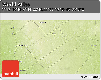 Physical 3D Map of the Area around 5° 56' 49" N, 45° 7' 30" E