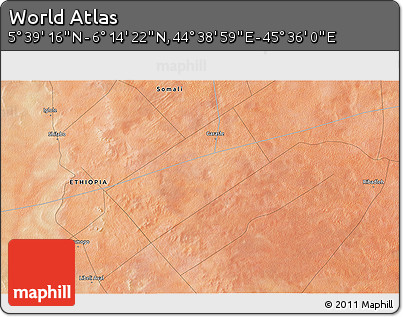 Satellite 3D Map of the Area around 5° 56' 49" N, 45° 7' 30" E