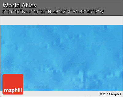 Shaded Relief 3D Map of the Area around 5° 56' 49" N, 49° 13' 30" W