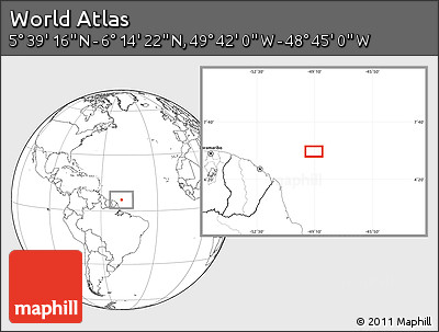 Blank Location Map of the Area around 5° 56' 49" N, 49° 13' 30" W