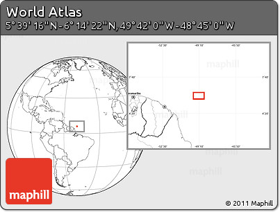 Blank Location Map of the Area around 5° 56' 49" N, 49° 13' 30" W