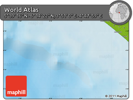 Physical Map of the Area around 5° 56' 49" N, 4° 19' 30" E