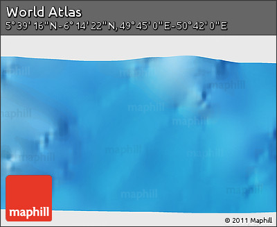 Physical 3D Map of the Area around 5° 56' 49" N, 50° 13' 30" E