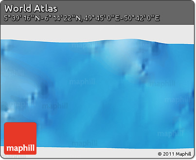 Physical 3D Map of the Area around 5° 56' 49" N, 50° 13' 30" E
