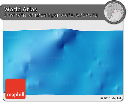 Physical 3D Map of the Area around 5° 56' 49" N, 54° 28' 30" E
