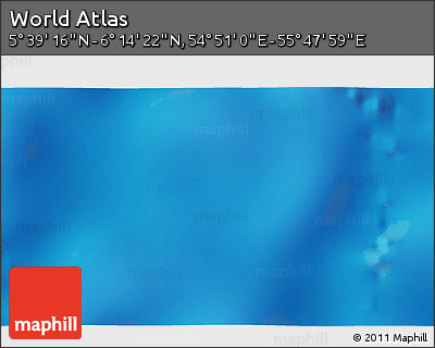 Physical 3D Map of the Area around 5° 56' 49" N, 55° 19' 30" E