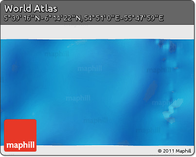 Physical 3D Map of the Area around 5° 56' 49" N, 55° 19' 30" E