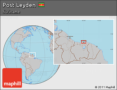 Gray Location Map of Post Leyden
