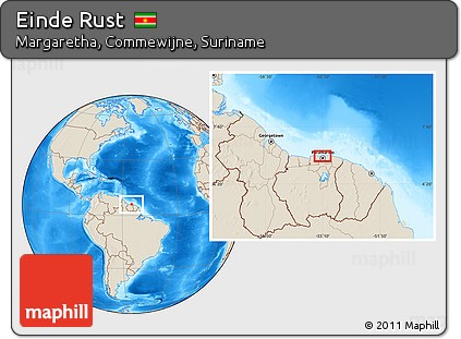 Shaded Relief Location Map of Einde Rust