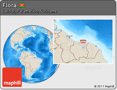 Shaded Relief Location Map of Flora