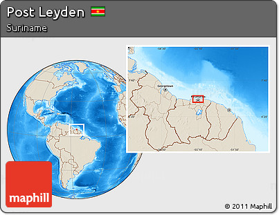 Shaded Relief Location Map of Post Leyden