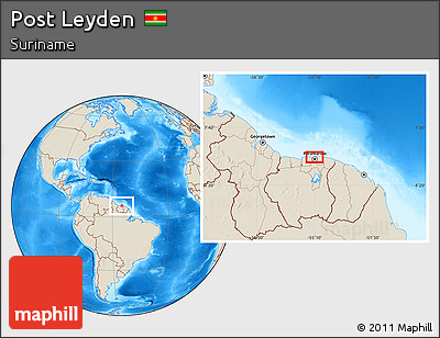 Shaded Relief Location Map of Post Leyden