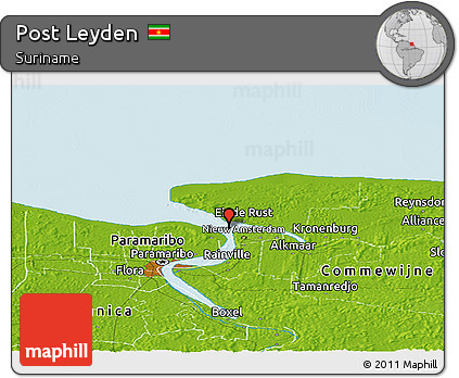 Physical Panoramic Map of Post Leyden