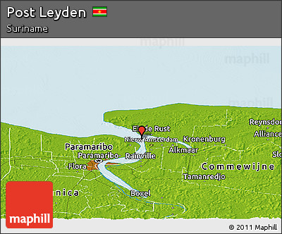 Physical Panoramic Map of Post Leyden