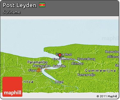 Physical Panoramic Map of Post Leyden