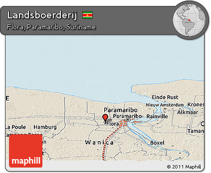 Shaded Relief Panoramic Map of Landsboerderij