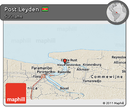 Shaded Relief Panoramic Map of Post Leyden