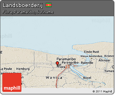 Shaded Relief Panoramic Map of Landsboerderij
