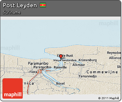 Shaded Relief Panoramic Map of Post Leyden