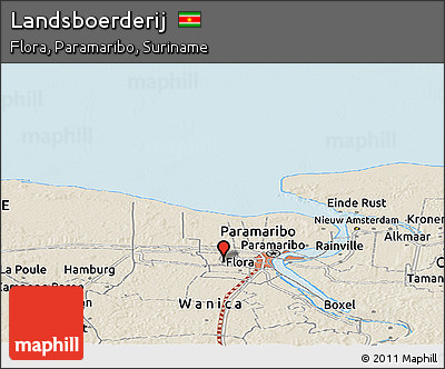 Shaded Relief Panoramic Map of Landsboerderij