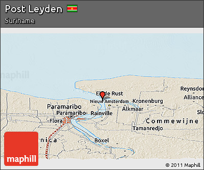 Shaded Relief Panoramic Map of Post Leyden