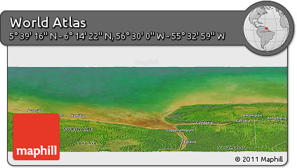 Satellite Panoramic Map of the Area around 5° 56' 49" N, 56° 1' 29" W