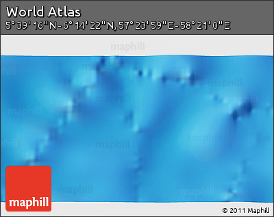 Physical 3D Map of the Area around 5° 56' 49" N, 57° 52' 30" E