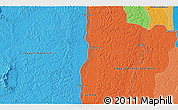 Political 3D Map of the area around 5° 56' 49" N, 58° 34' 30" W