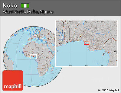 Gray Location Map of Koko