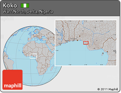 Gray Location Map of Koko