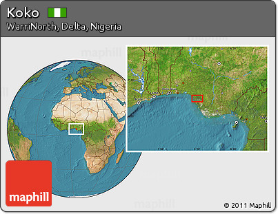 Satellite Location Map of Koko