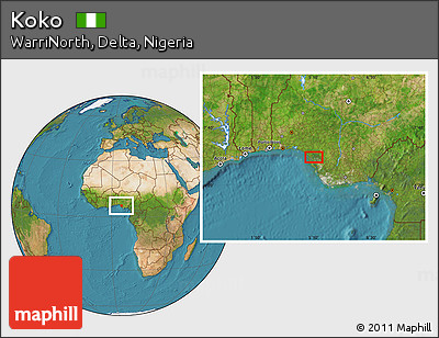 Satellite Location Map of Koko